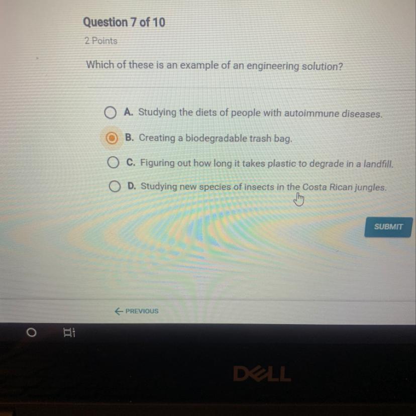 ⚗️Which of these is an example of an engineering solution? O A