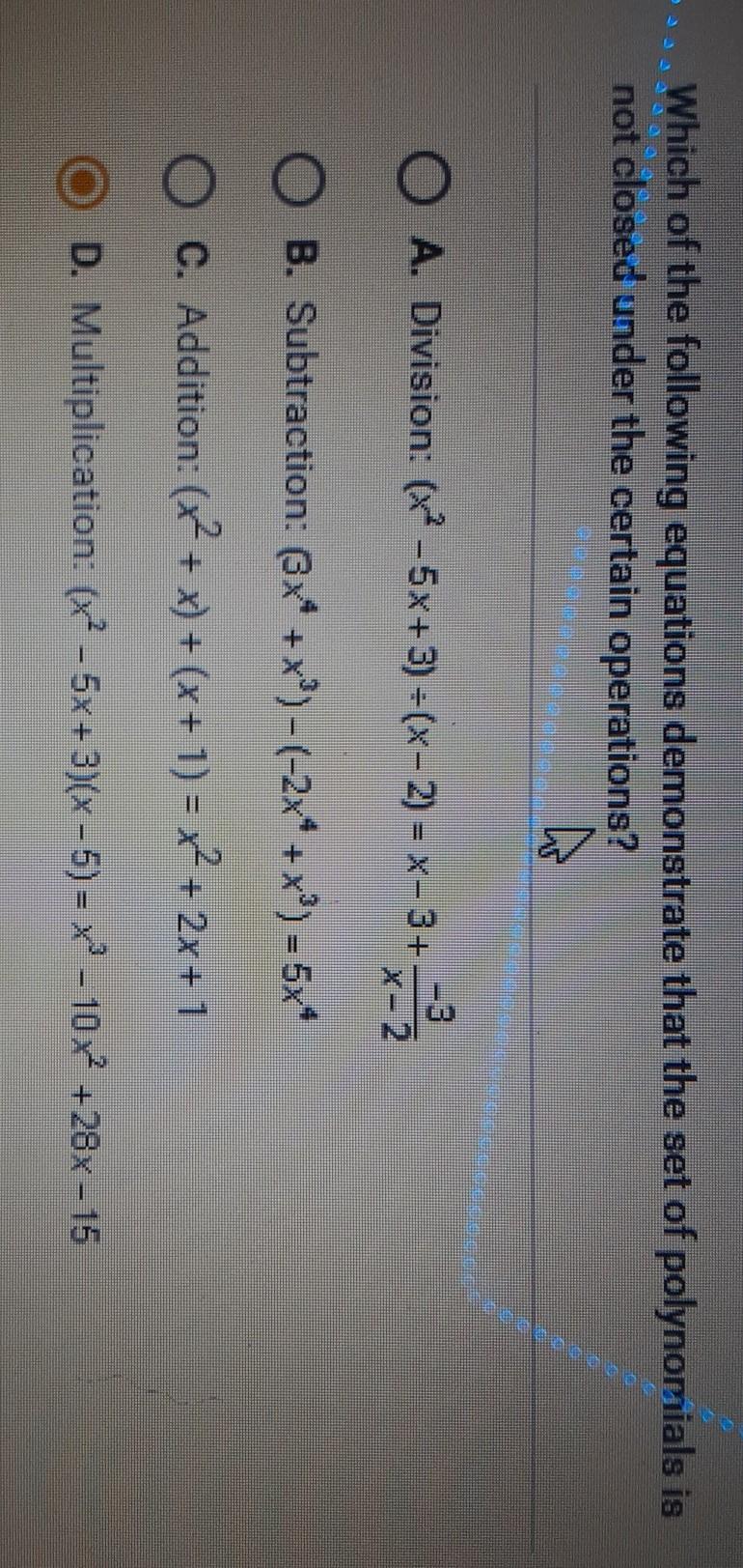 📈Which of the following equations demonstrate that the set of