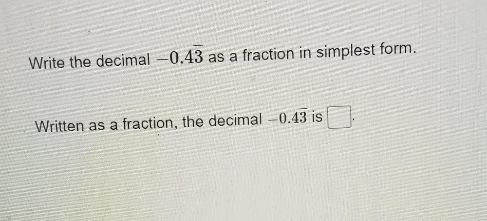 📈Write the decimal 0.43 as a fraction in simplest form