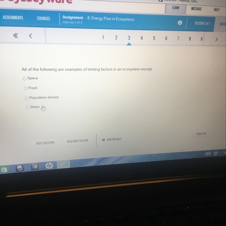 All of the following are examples of limiting factors in an ecosystem