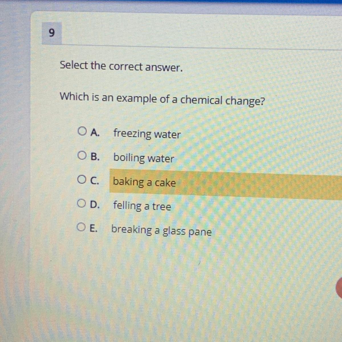 which is an example of a chemical change