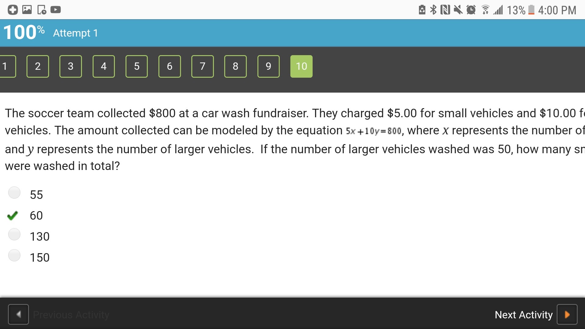 The Soccer Team Collected 800 At A Car Wash