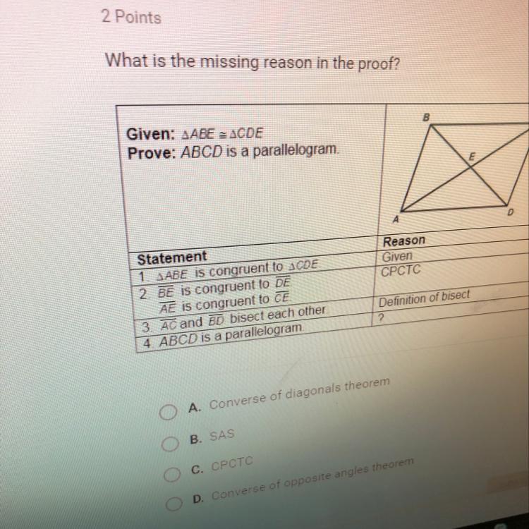 What Is The Missing Reason In The Proof? - Brainly.com