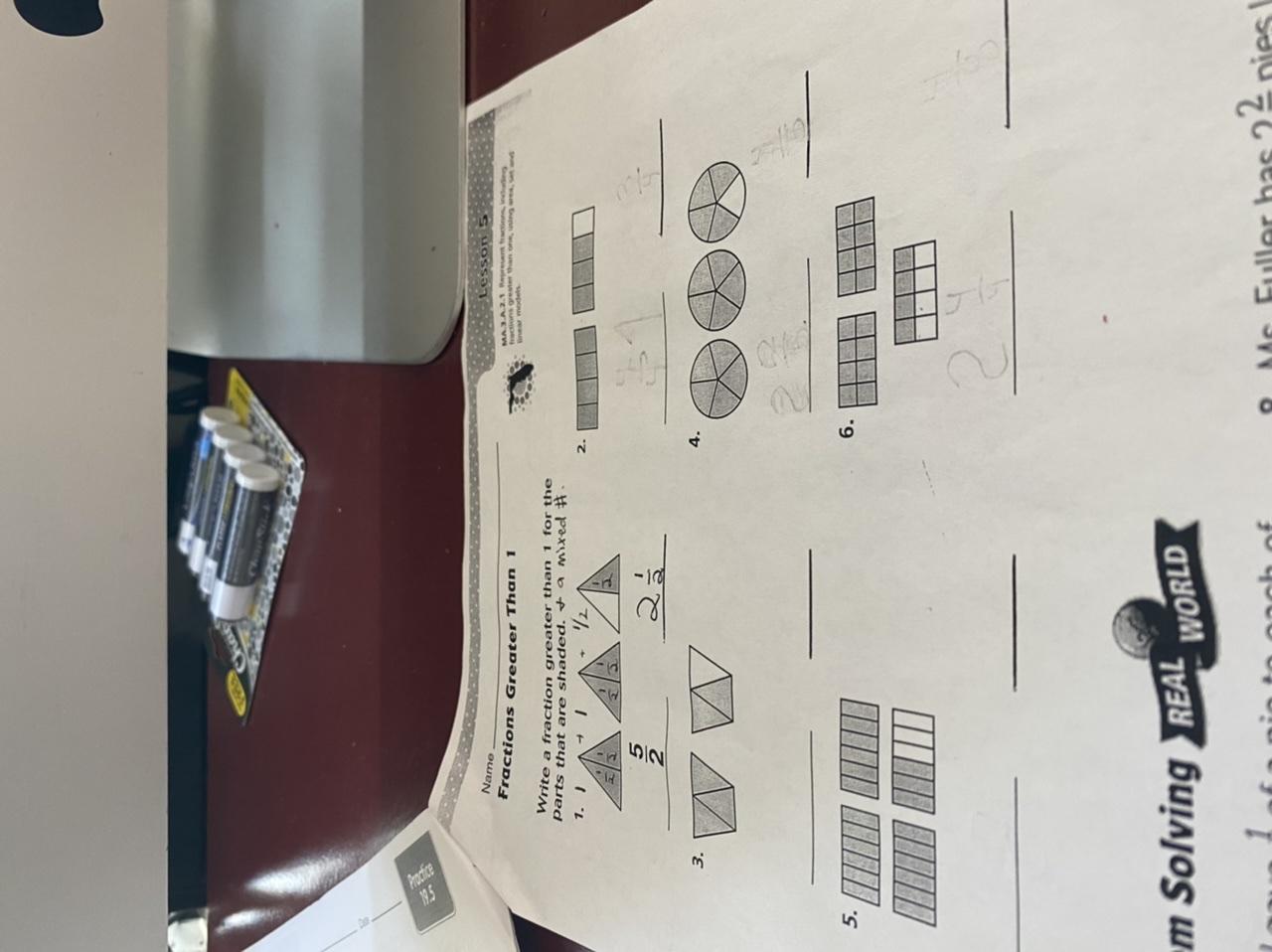 Write a fraction greater than 1 for the parts that are shaded. + a