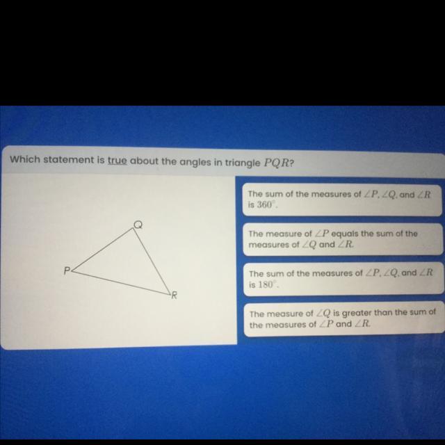 📈what statement is true about the angles in triangle PQR
