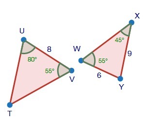 Are The Two Triangles Below Similar? (My Guess Is C) A: No, Because There Are Not Two Pairs Of - Brainly.com