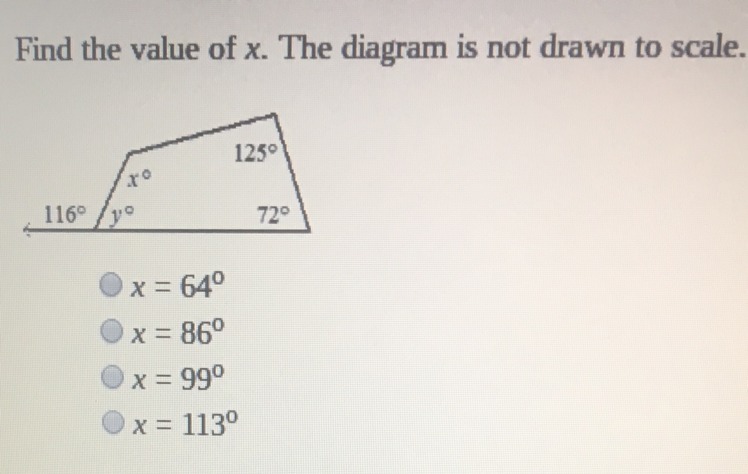 Find the value of x. The diagram is not drawn to scale. Please Help!!!!!!??