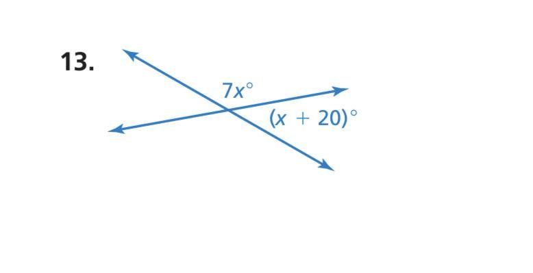 Tell whether the angles are adjacent or vertical. Then find the value
