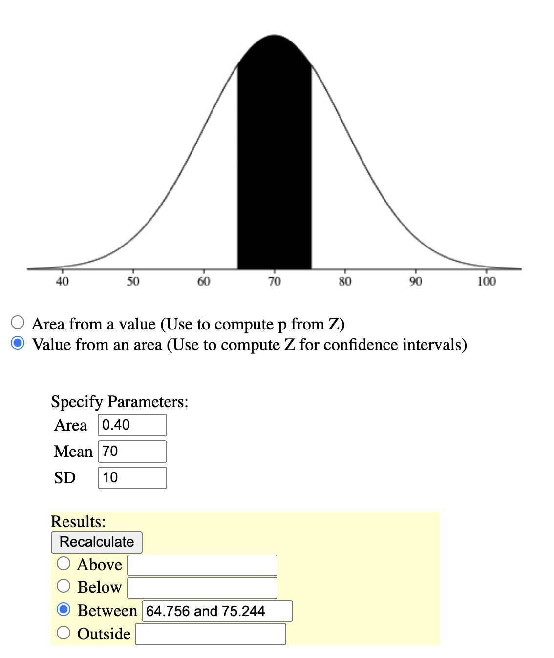 The mid term exam had a normal distribution with mean 70 and standard