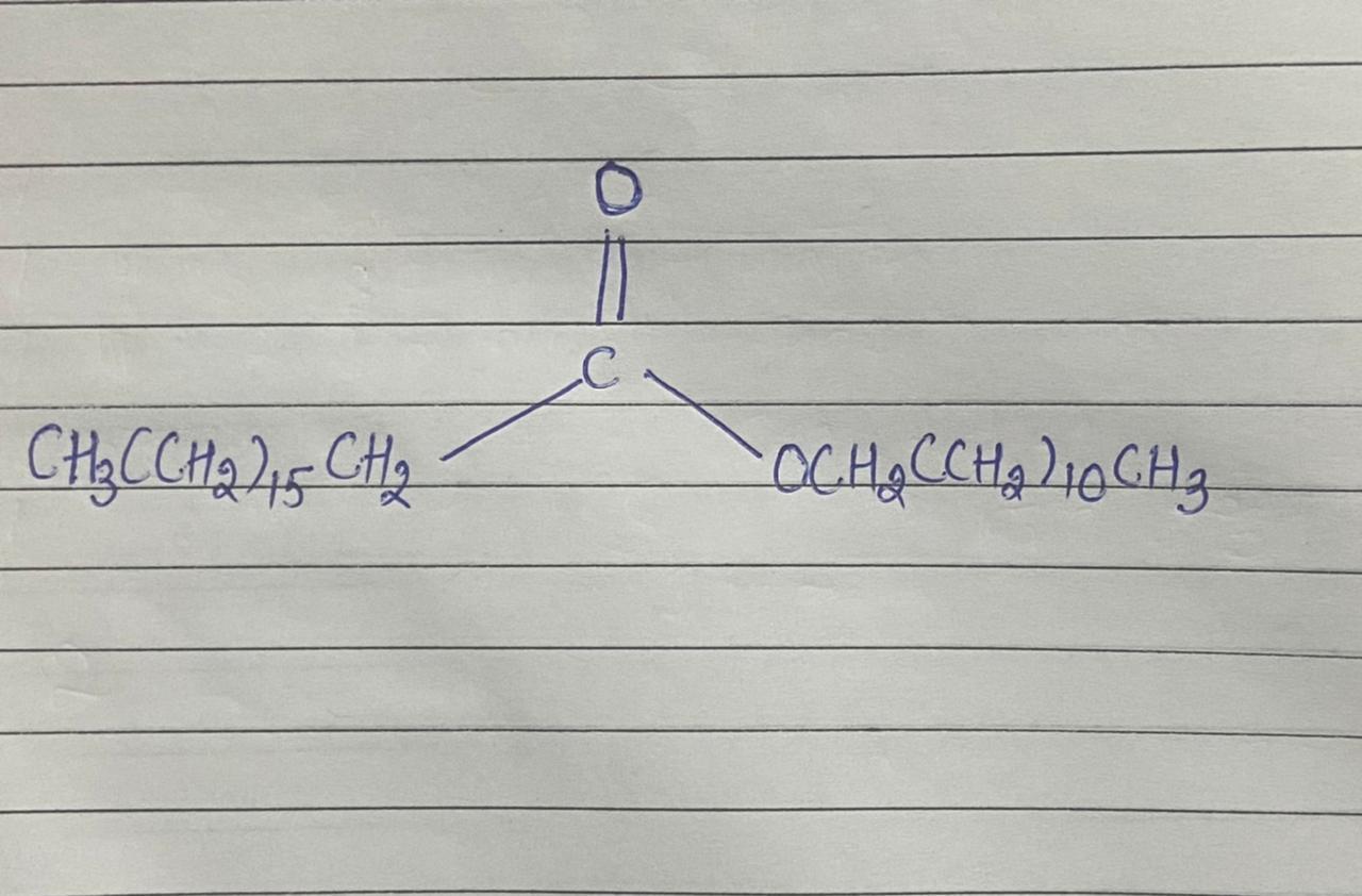 Draw the structure of a wax formed from stearic acid [CH3(CH2)16COOH