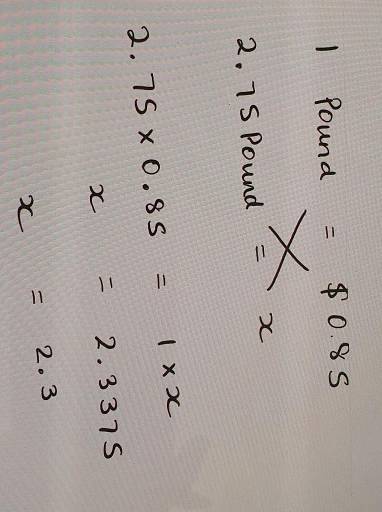 Potatoes cost 0.85 per pound Luke bought 2.75 potatoes how much did he