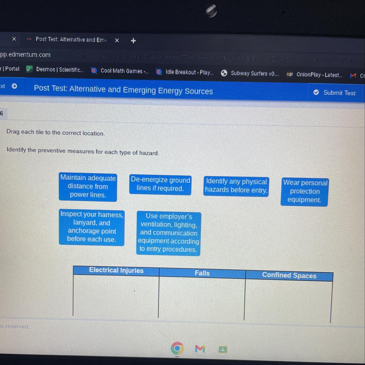 Identify the preventive measures for each type of hazard