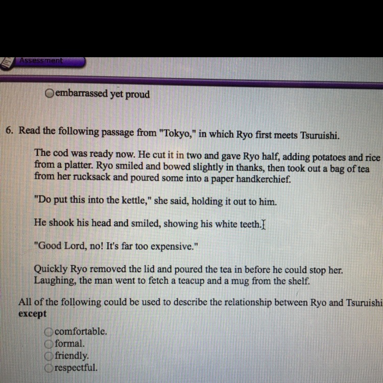 English Help Please! All Of The Following Could Be Used To Describe The Relationship Between Ryo And - Brainly.com
