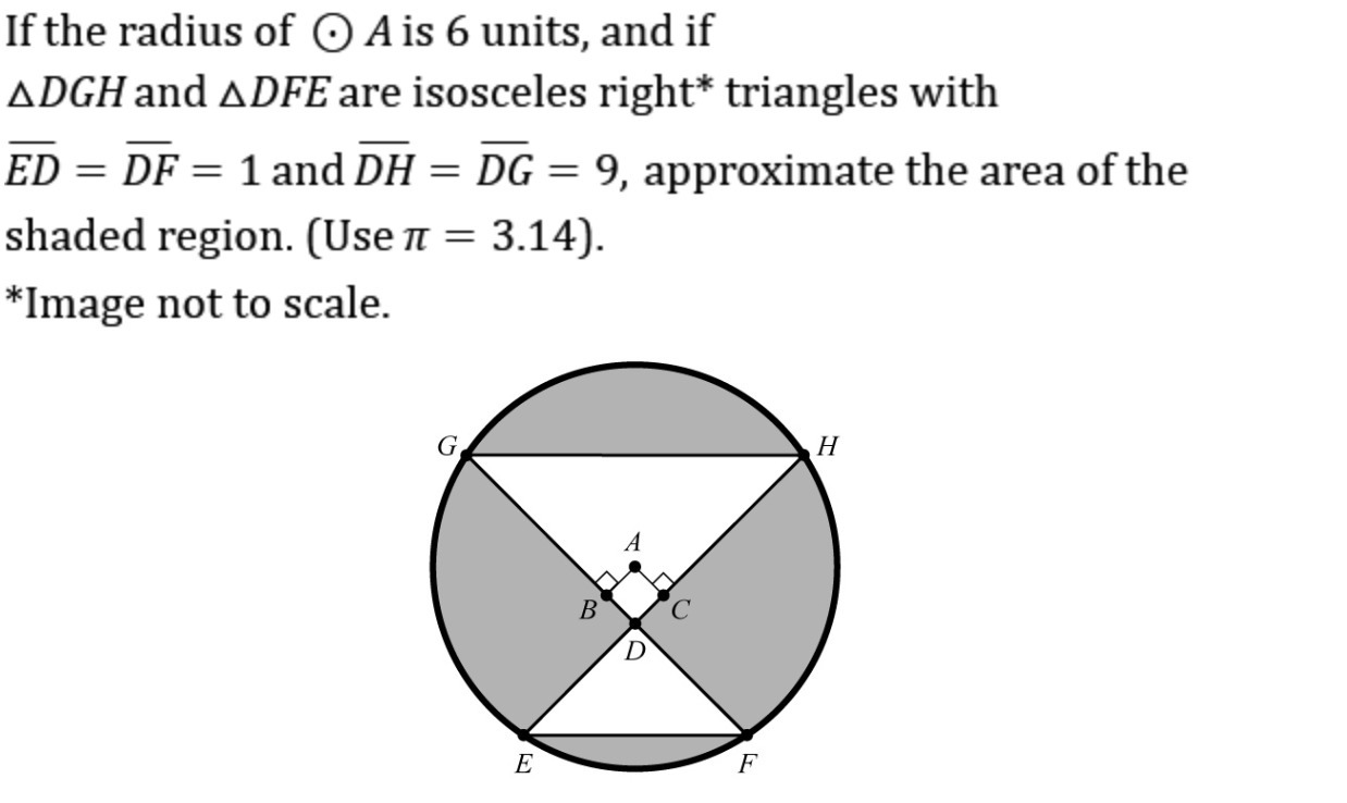If the radius of circle A is 6 units, calculate the area of the shaded