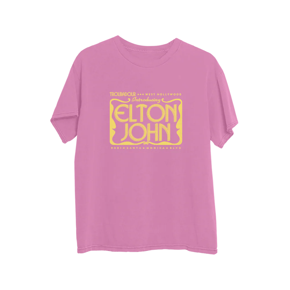 Elton Troubadour Live Event Flier Pink TShirt Elton John Official Store