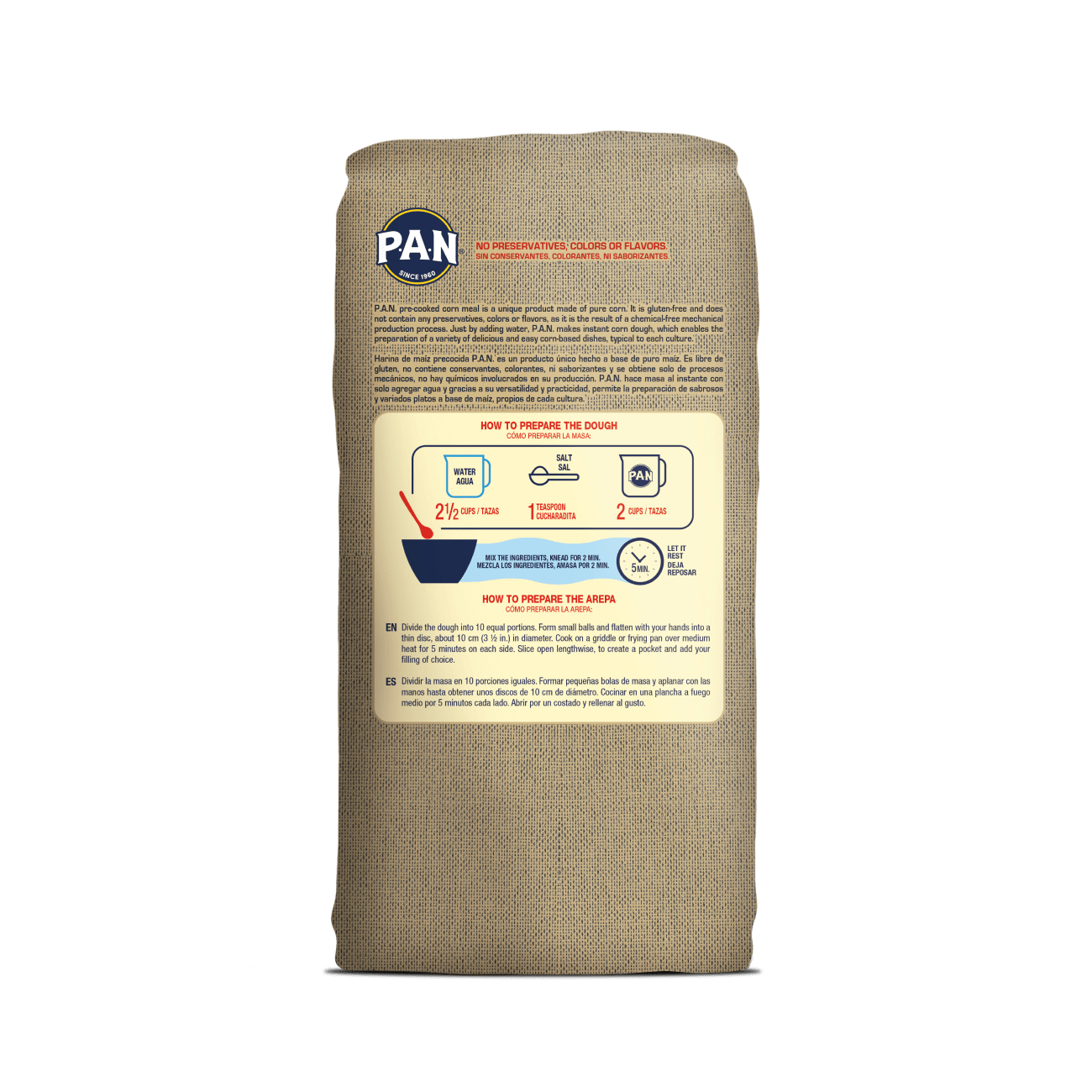 P.A.N. PRECOOKED WHOLE GRAIN WHITE CORN MEAL 2LB. (GLUTEN FREE) P.A.N. USA