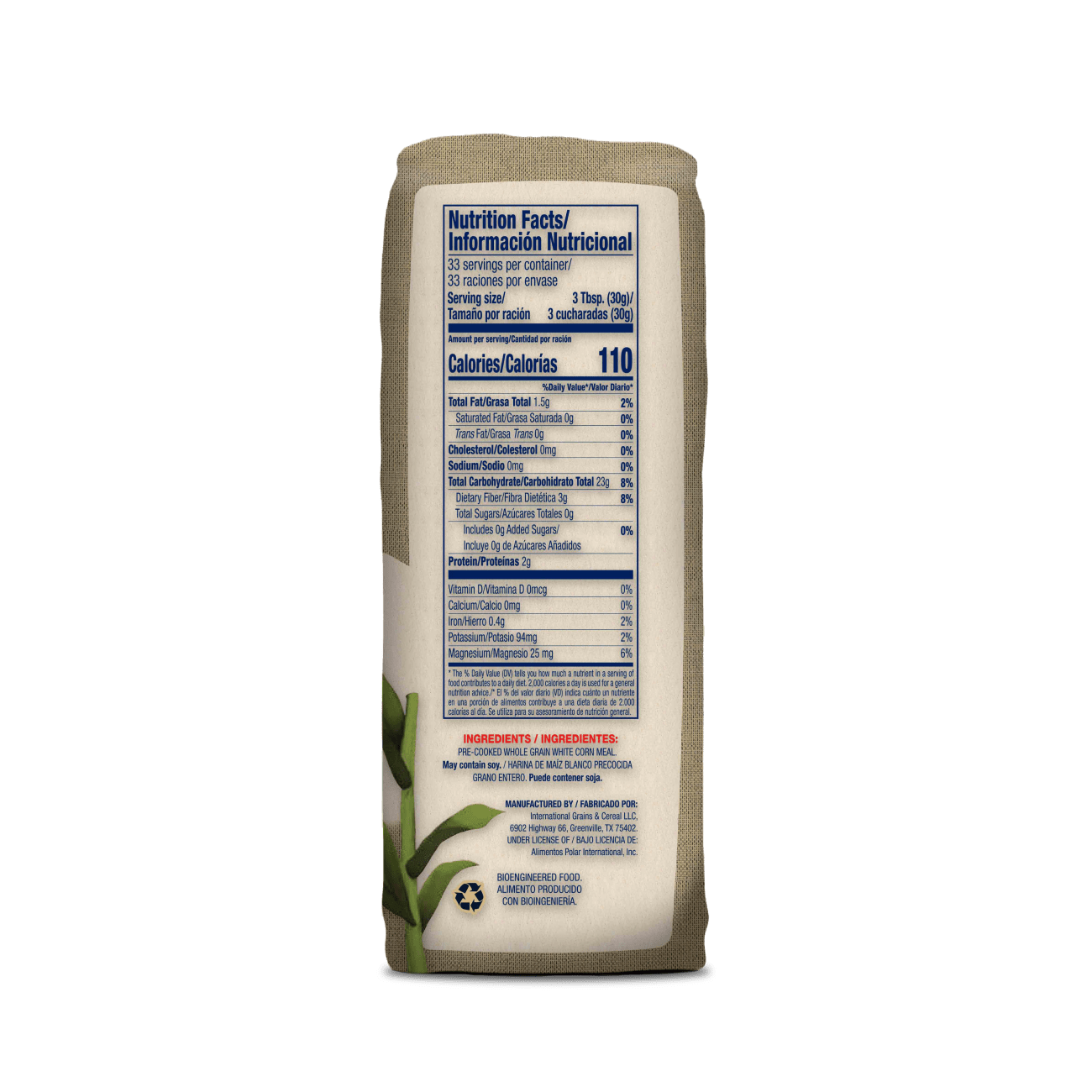 P.A.N. PRECOOKED WHOLE GRAIN WHITE CORN MEAL 2LB. (GLUTEN FREE) P.A.N. USA