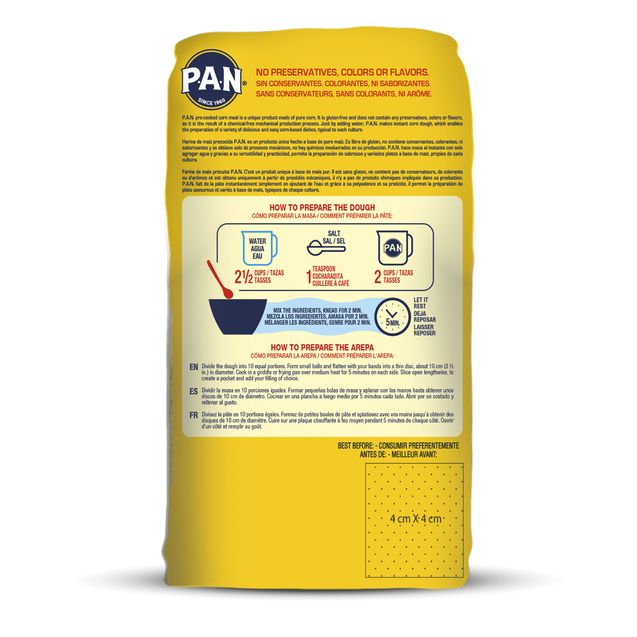 P.A.N. PRECOOKED WHITE CORN MEAL 5LB (GLUTEN FREE) P.A.N. USA
