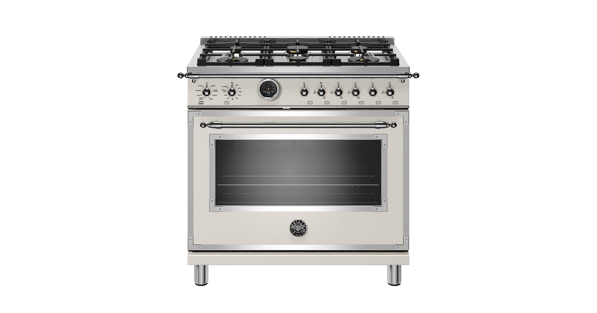36 inch Dual Fuel Range, 6 Brass Burner, Electric SelfClean Oven Bertazzoni
