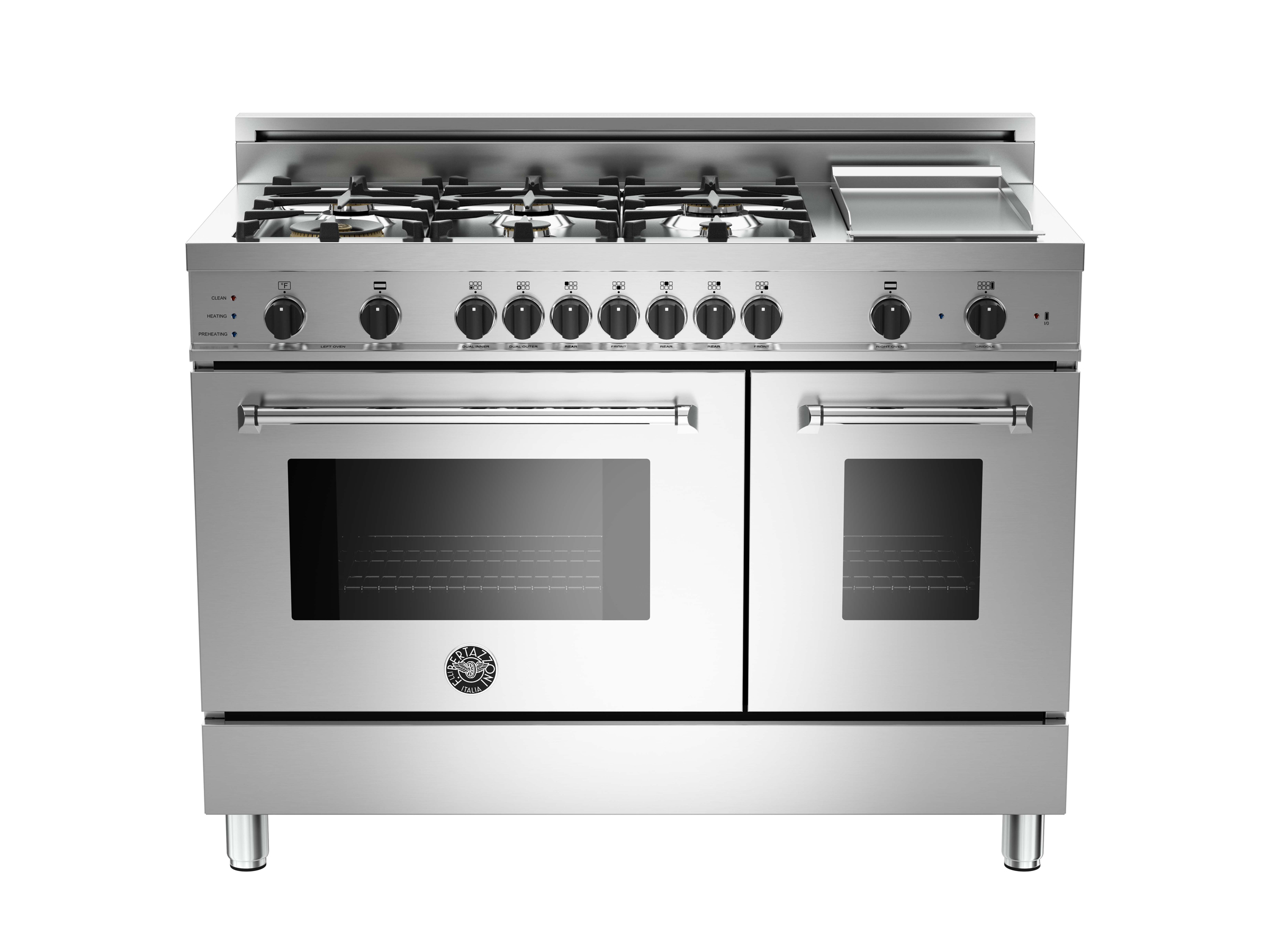 48 6Burner+Griddle, Electric SelfClean Double oven Bertazzoni