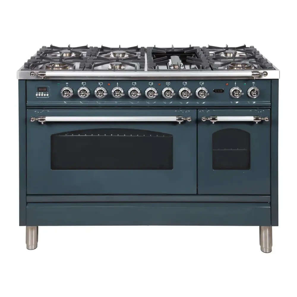 ILVE UPN120FDMPGUX Nostalgie I 48" Dual Fuel Range (Natural Gas, Blue Grey, Chrome) ILVE USA