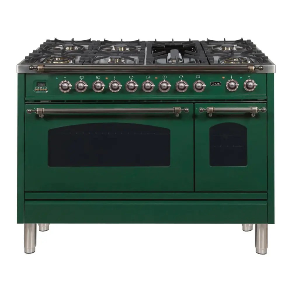 ILVE UPN120FDMPVSY Nostalgie I 48" Dual Fuel Range (Natural Gas, Emerald Green, Bronze) ILVE USA