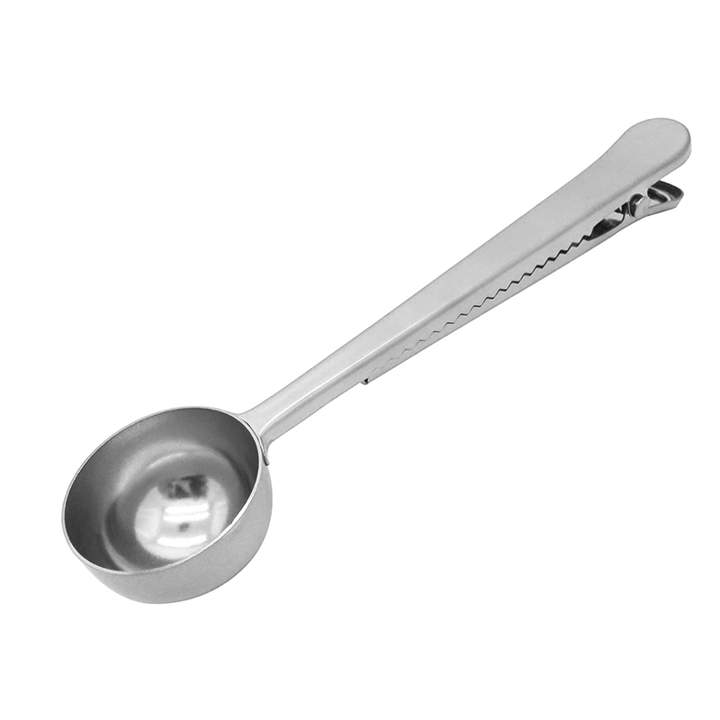 Coffee Scoop with Bag Clip Stainless Steel Krome Dispense