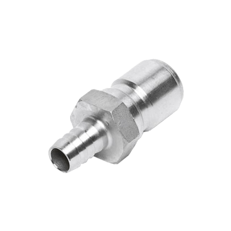 Male Stainless Steel Quick Disconnect with 3/8" Barb Krome Dispense