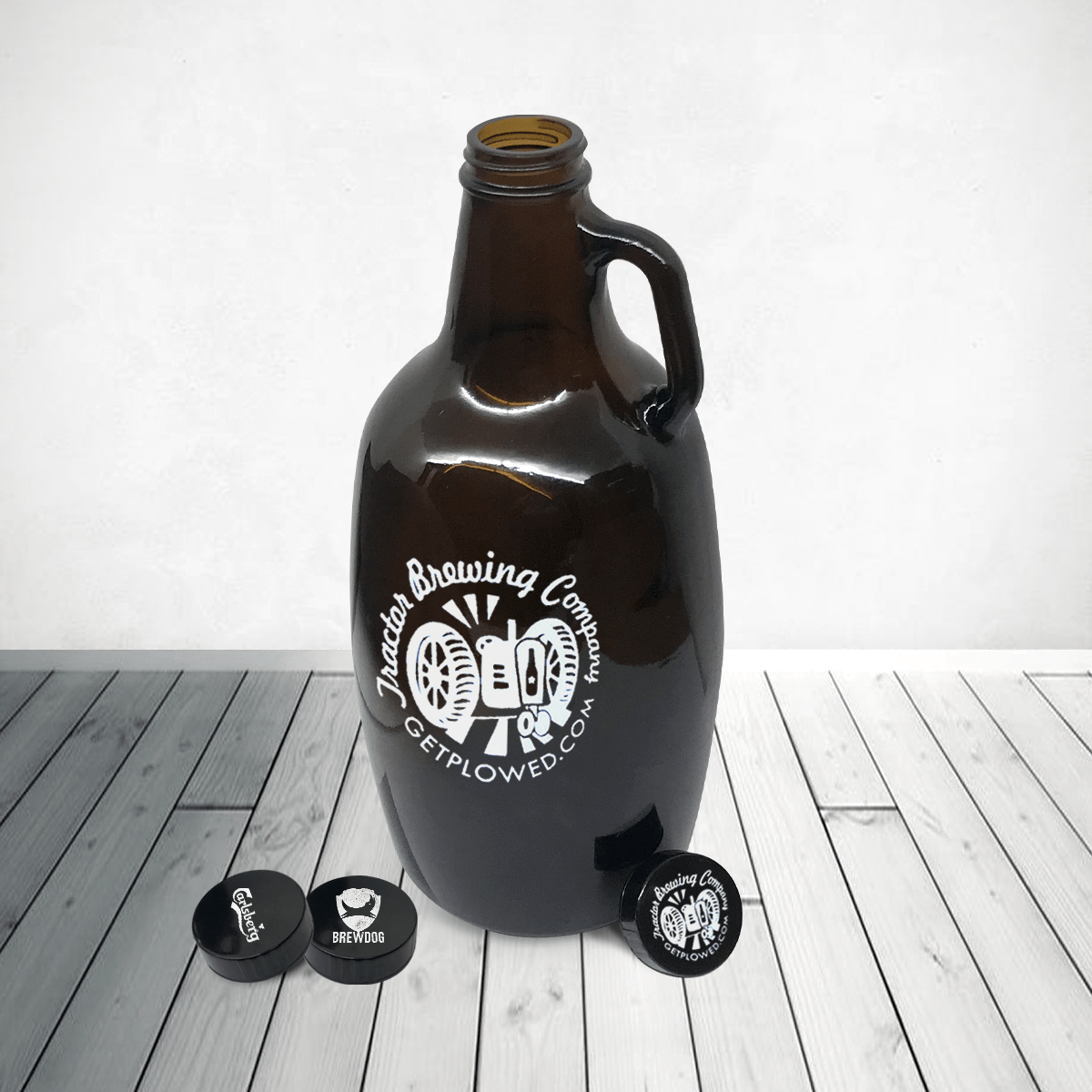 Krome Dispense » Glass Beer Growler With Handle and Cap 64 Oz