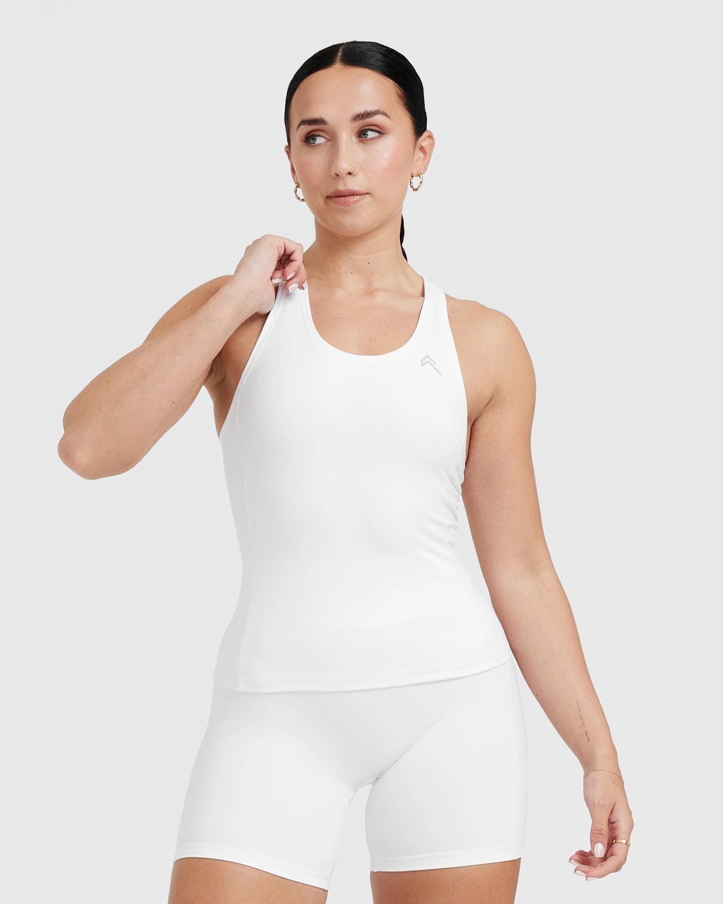 Women's White Sports Vest Round Neckline Oner Active US