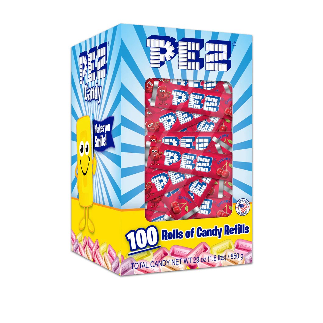 Bulk Cherry PEZ Candy Refills in display Box 100 rolls PEZ Official