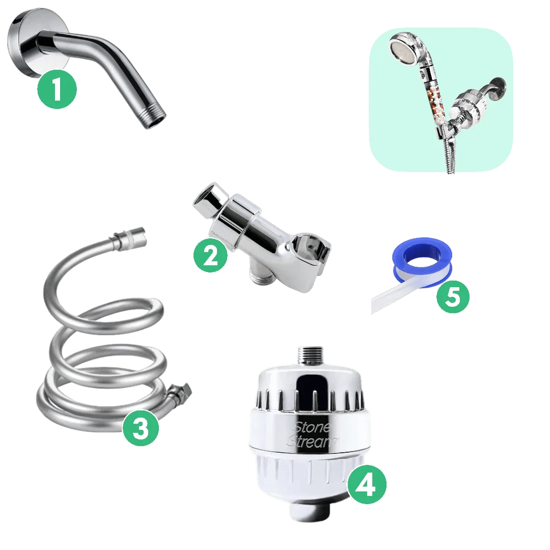Wall + Hard Water Filter Installation Kit Chrome StoneStream