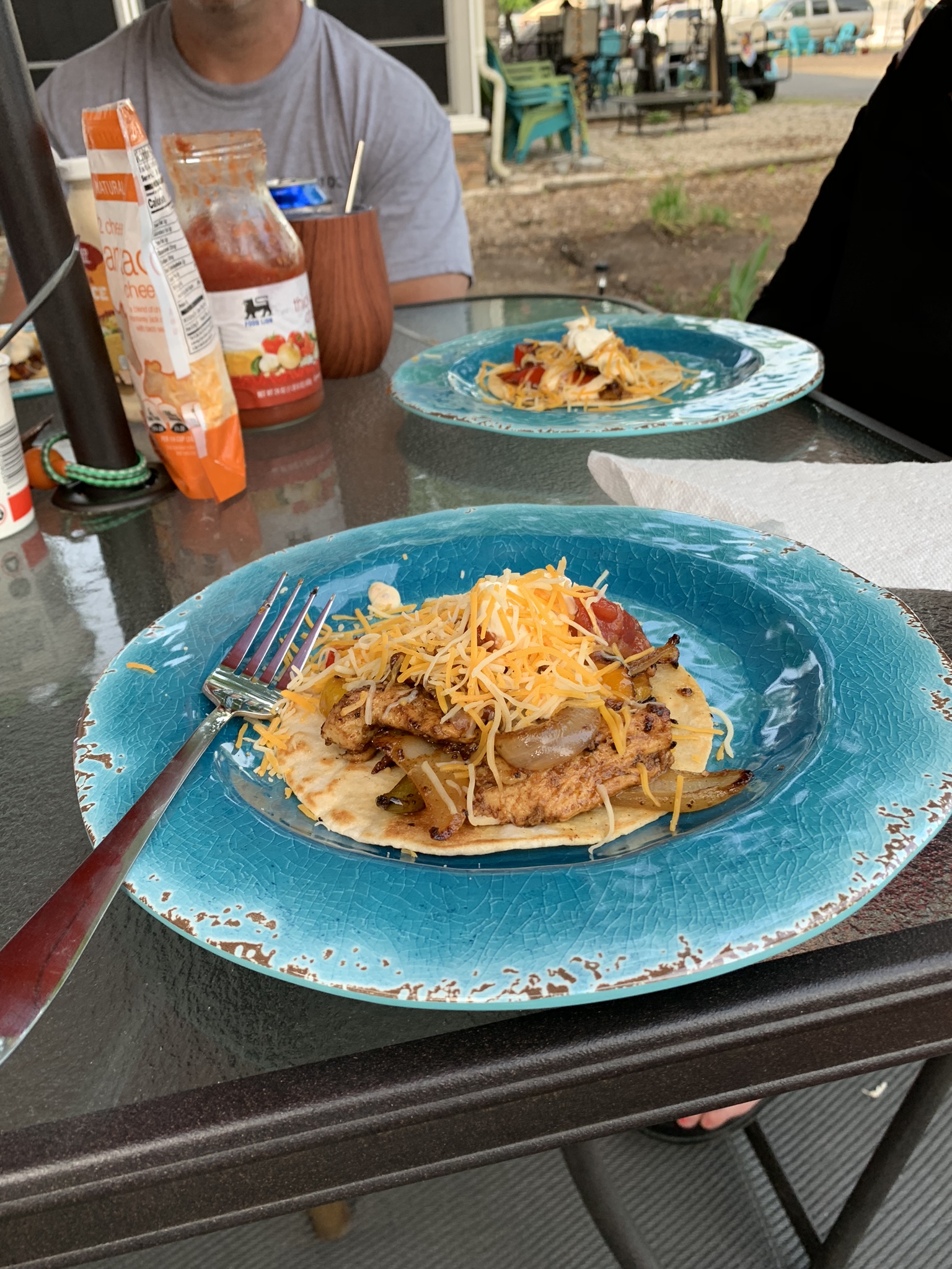 Chicken fajitas on a free Blackstone — Big Green Egg EGGhead Forum