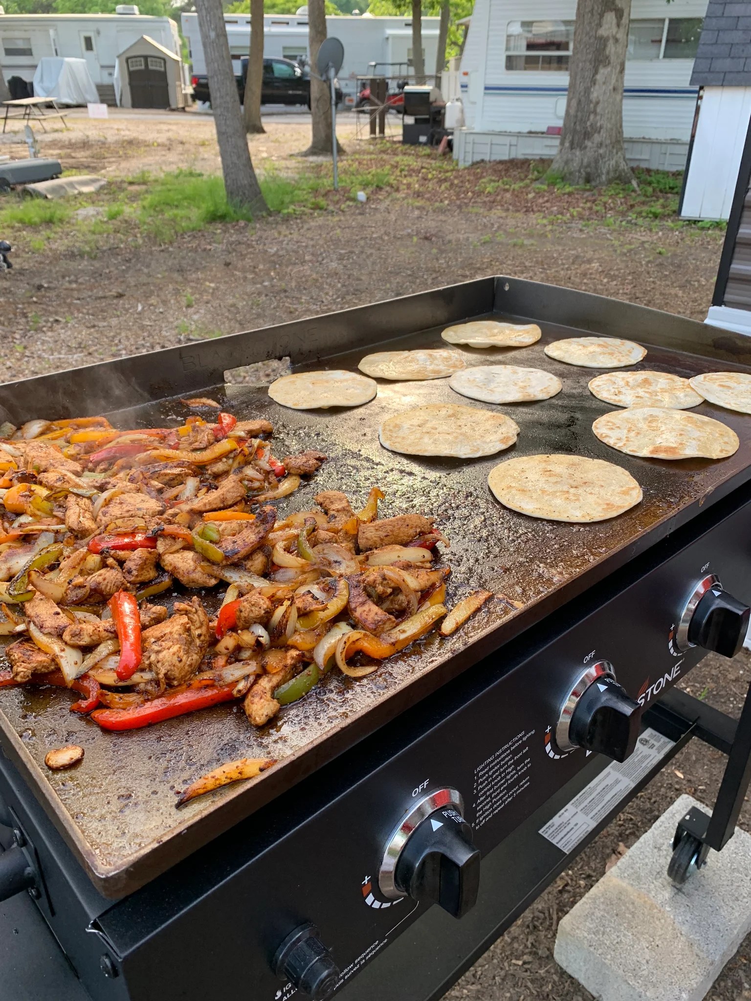 Chicken fajitas on a free Blackstone — Big Green Egg Forum