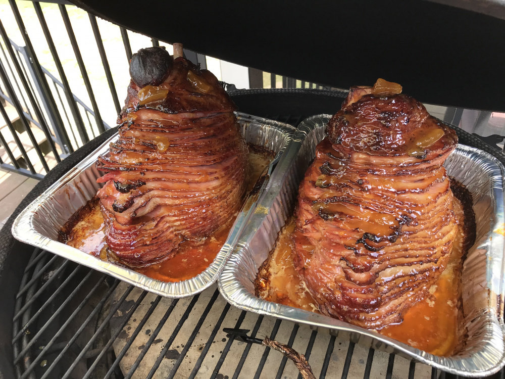 Double Smoked Mothers Day Hams — Big Green Egg EGGhead Forum The