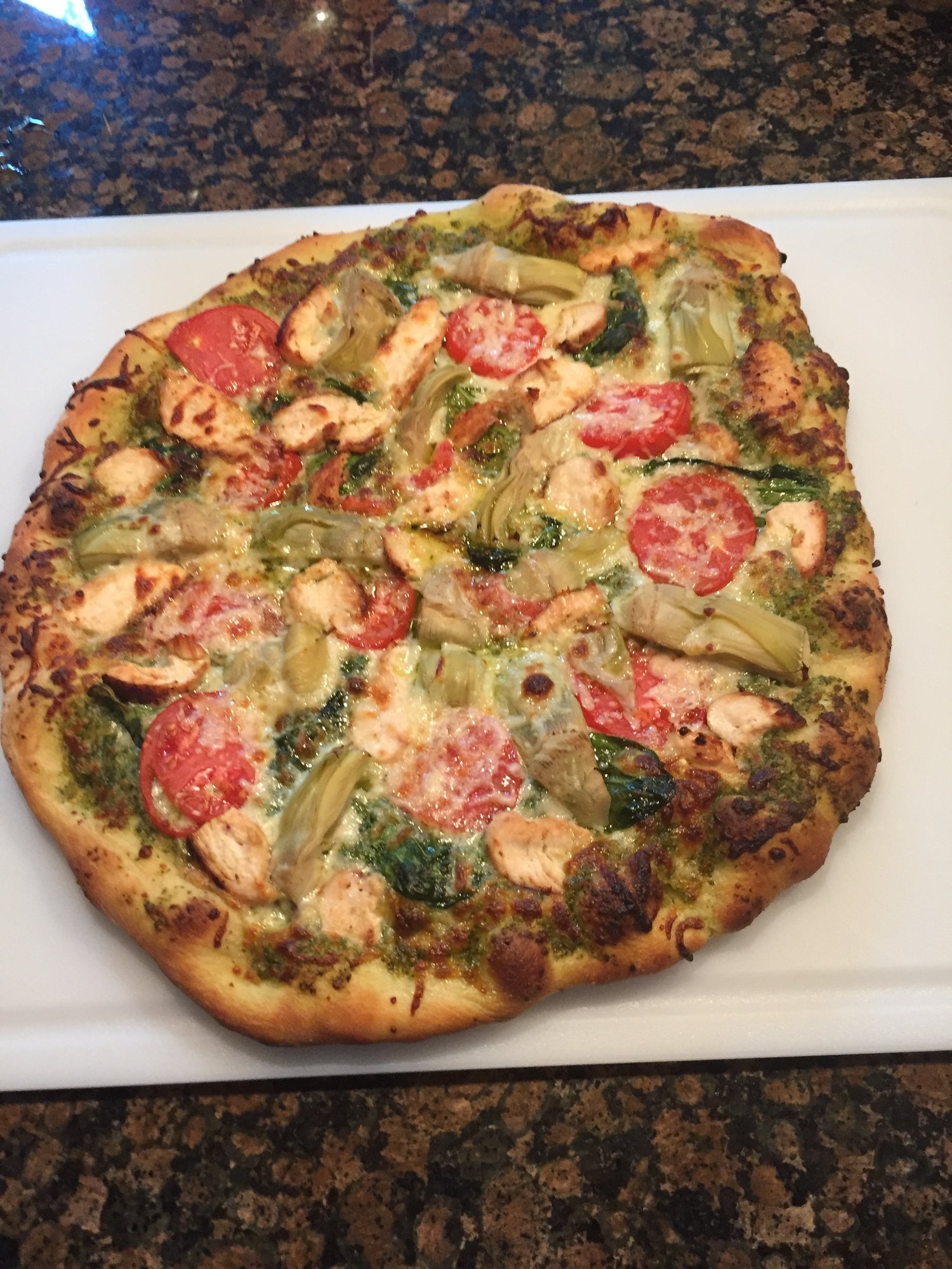 Homemade Pesto Pizza — Big Green Egg EGGhead Forum The