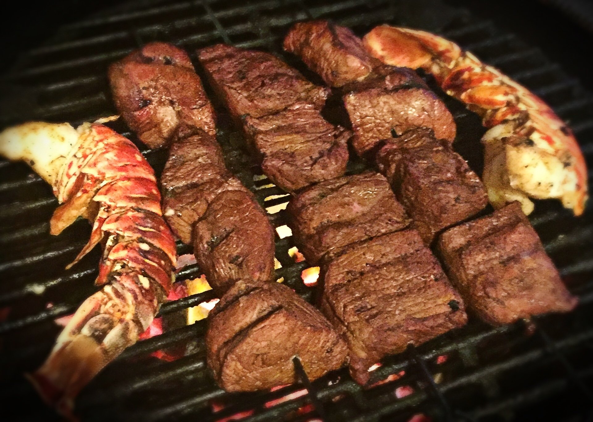 Steak Kabobs & Lobster Tail — Big Green Egg EGGhead Forum The