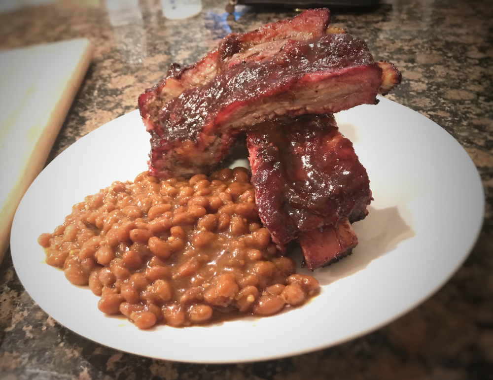 Beef ribs and baked beans — Big Green Egg EGGhead Forum The
