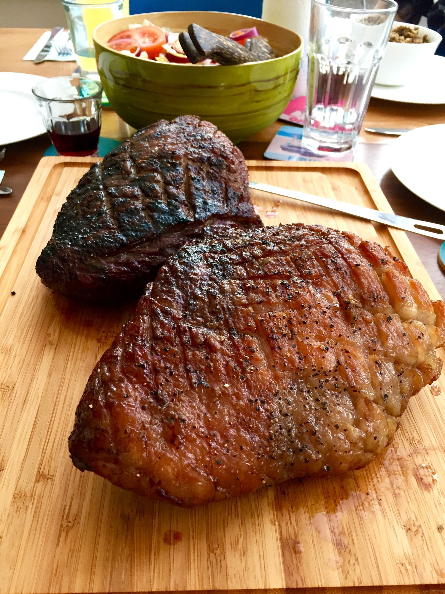 Reverseseared picanha cuts, sliced into steaks — Big Green Egg Forum