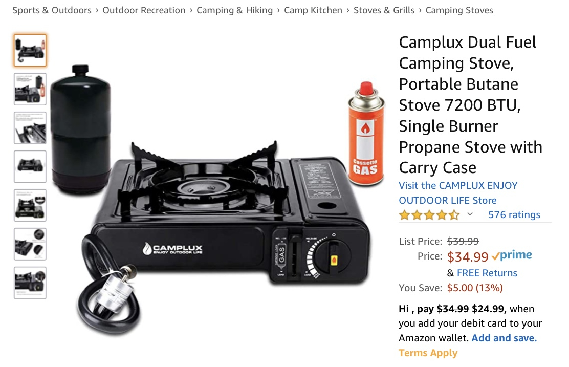 for dualfuel camp stove?