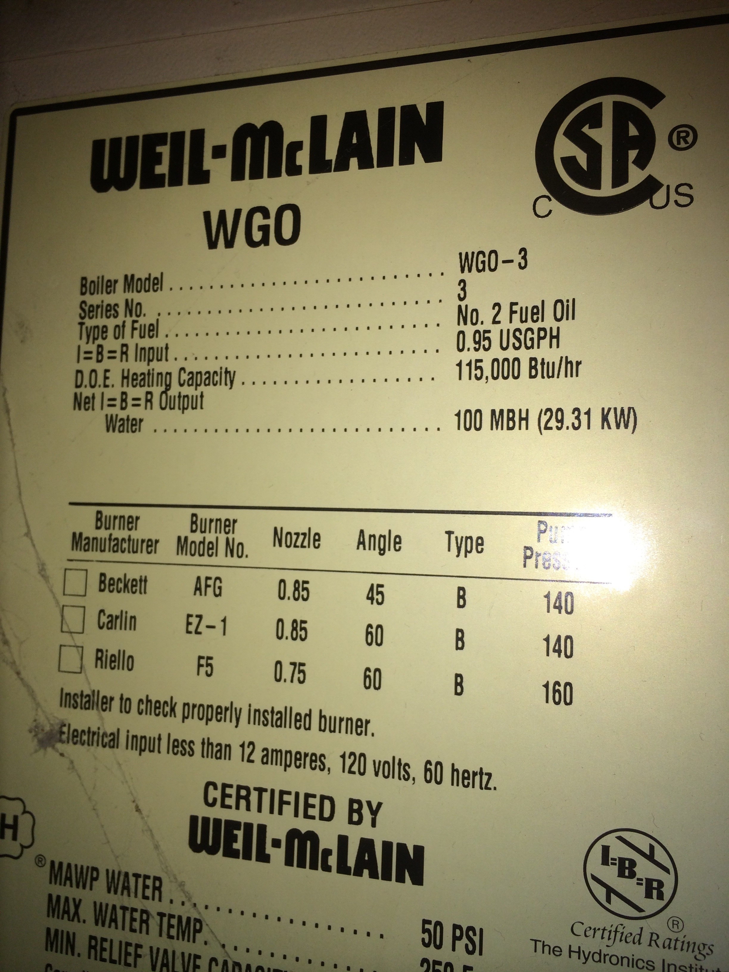 Weil-Mclain WGO-3, Oil to Gas Conversion Burner? — Heating Help: The Wall