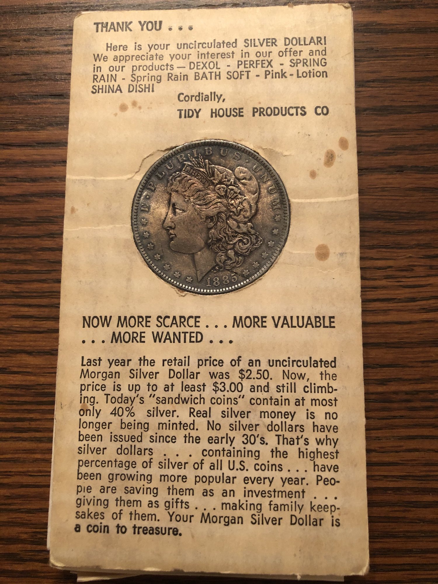 5 Tidy House Dollars with Original Mailing Envelope *SOLD* — Collectors