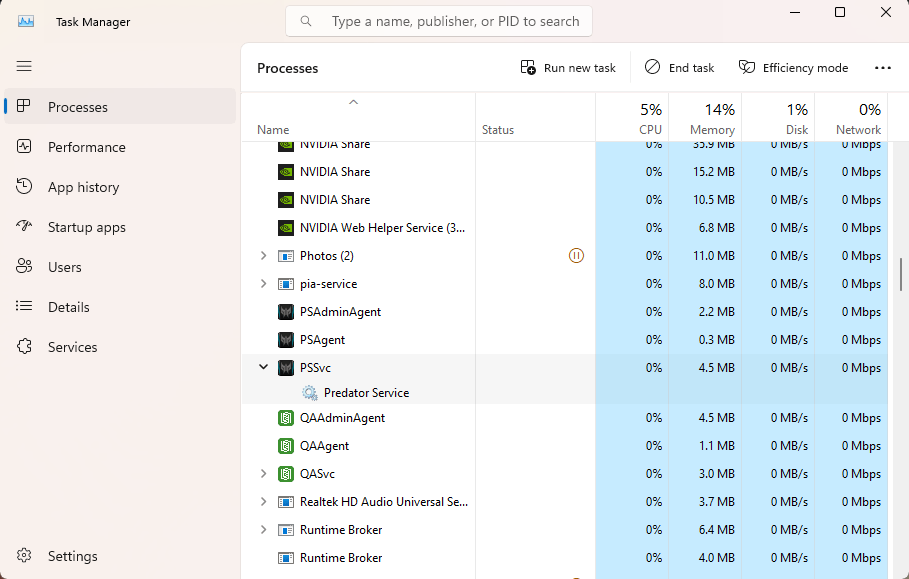 Helio 700 (PH717717091) "PredatorSense" not opening GUI.If I end the