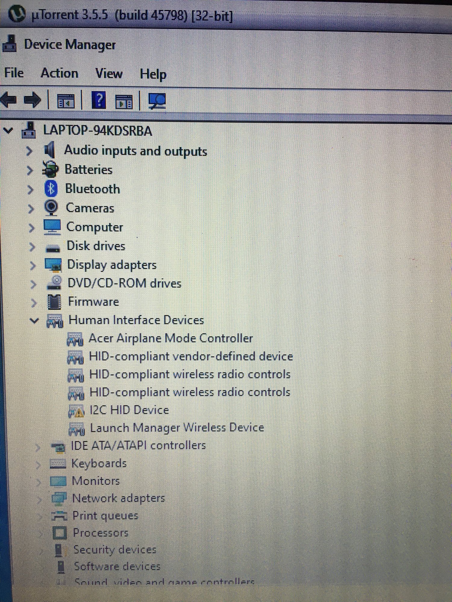 I2c hid device cannot start scer bingerae