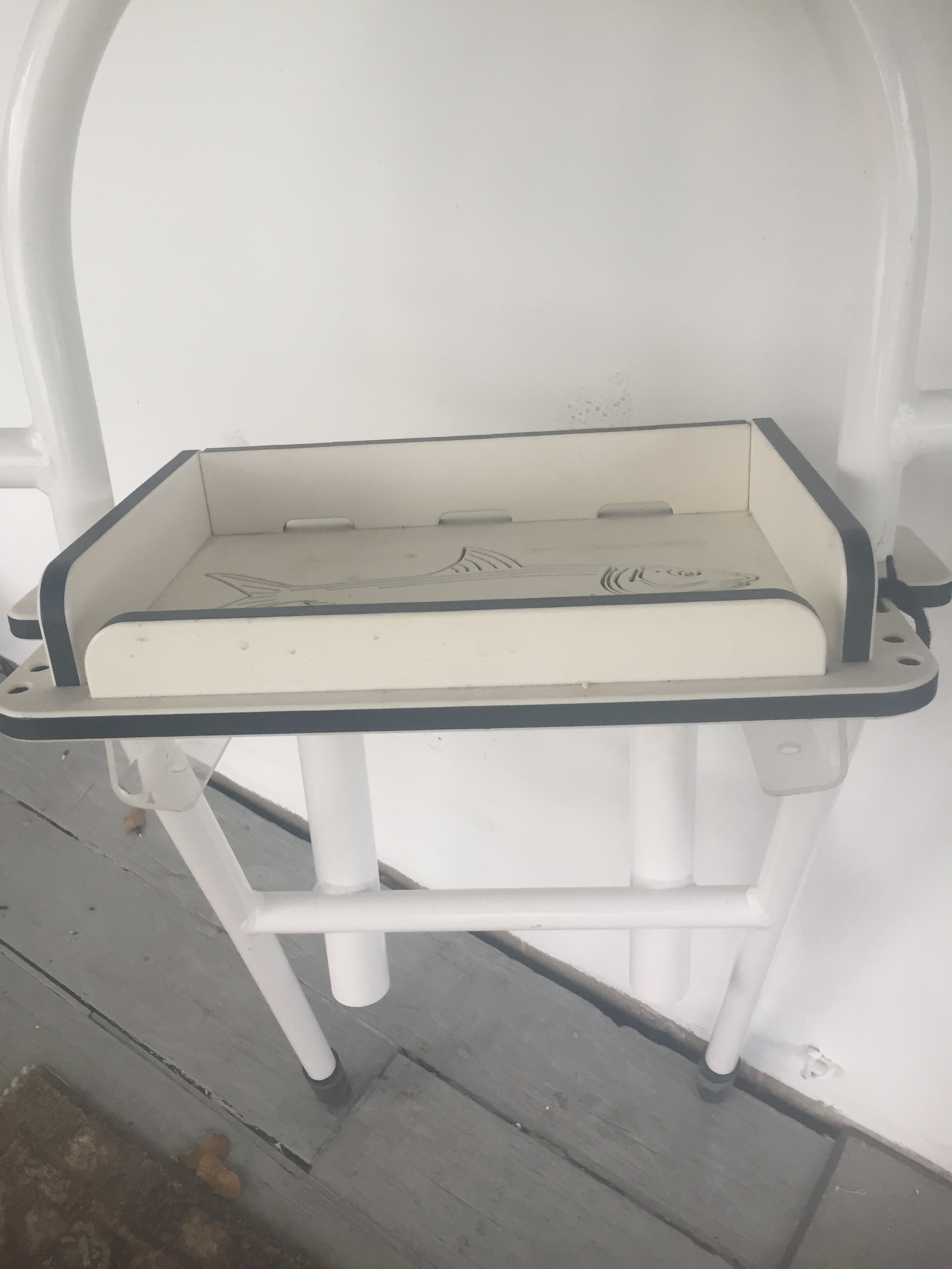 **SOLD** Bote board rod rack stand with bonefish tackle tray — Florida