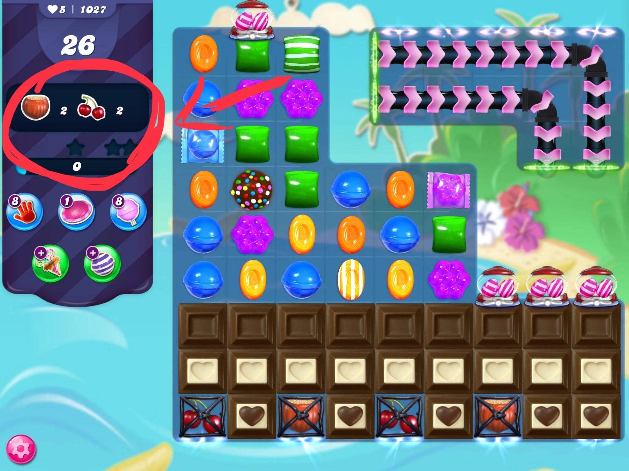Candy Crush Saga 1027 missing ingredients and can't finish level — King Community