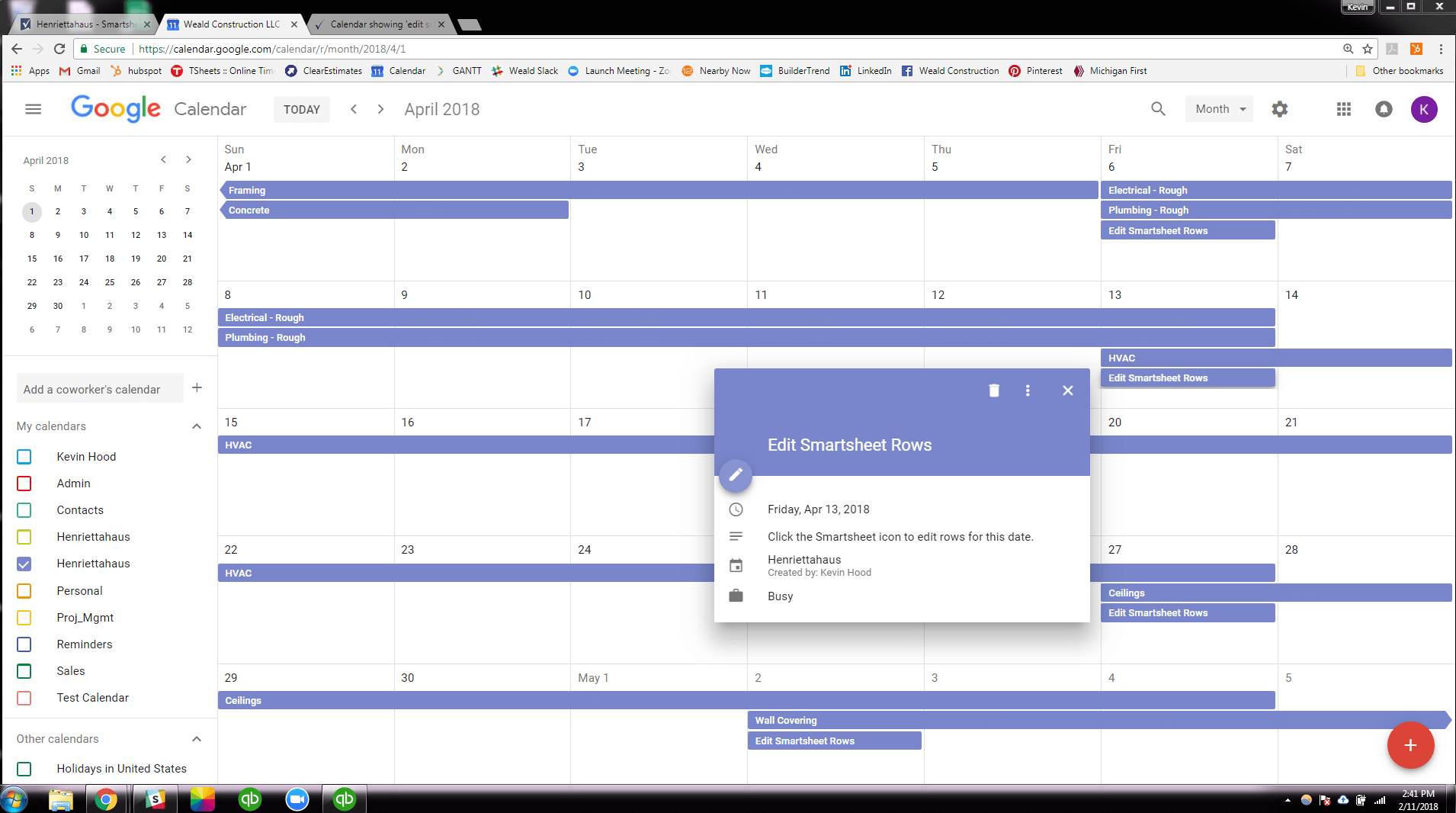 Calendar showing 'edit smartsheet rows' — Smartsheet Community
