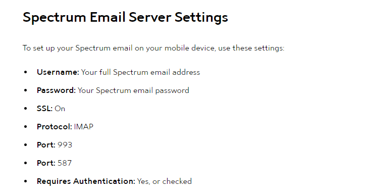 Untitled — Spectrum Webmail Server Settings – SMTP, IMAP,...