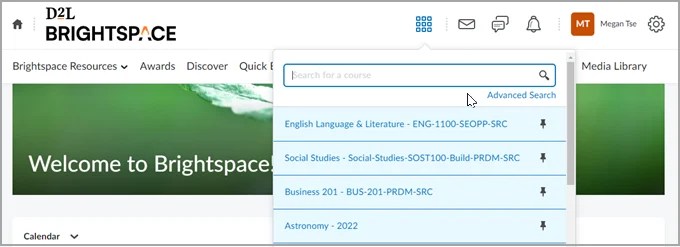 Navigate Brightspace and find your course - Brightspace