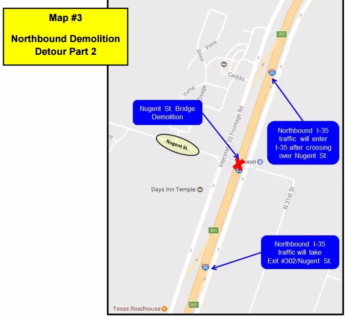 Temple Bridge Over I35 on Nugent to be Closed for 8 Months